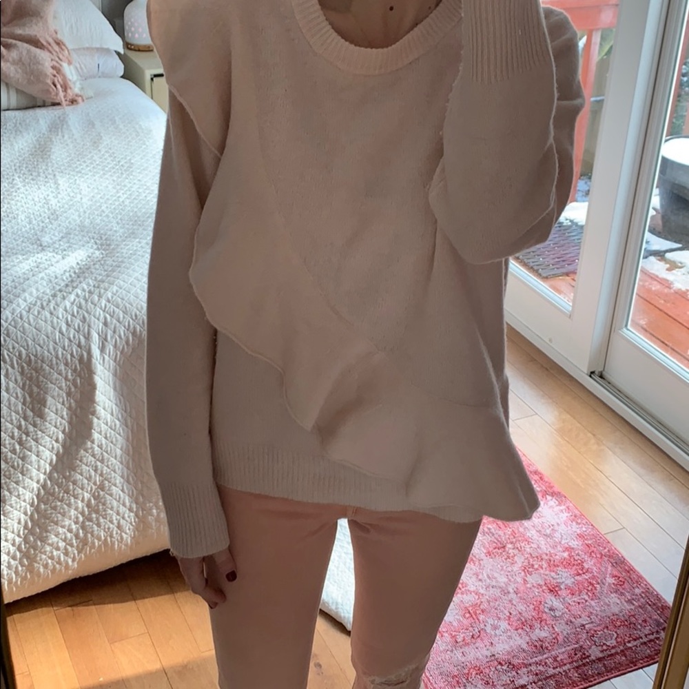 J.Crew blush pink ruffle sweater